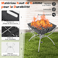 Miniatyrbillede 3 af 4: COSTWAY multifunktionel havebræt - 45 x 45 x 49 cm - Sammenfoldelig kulgrill - Grillr i rustfrit stål - Bæretaske og handsker