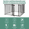 Miniatyrbillede 5 af 6: COSTWAY Child Safety Gate - Pejs Brandvagt 500 cm - 8 Foldbart Panel - Manuelt låsesystem - Nem montering - Sort Svart