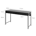Miniatyrbillede 4 af 4: COSTWAY computerbord i træ og stål med 2 skuffer 112x48x76CM Retro Design Workstation til kontor, stue, soveværelse sort Svart