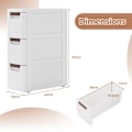 Miniatyrbillede 6 af 6: COSTWAY Smal Commode med 3 Skuffer, med Integrerede Hjul, til Badeværelse, Studie & Stue, 42 x 19 x 57 cm, Hvid Vit
