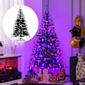 Miniatyrbillede 1 af 4: COSTWAY juletræ 183 cm med 250 lilla lys 791 PVC grene og ornamenter Halloween automatisk træ sort Svart