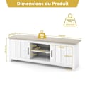 Miniatyrbillede 4 af 4: COSTWAY 60" tv-stativ med 4 rum 2 døre 2 kabelstyringshuller, til stue, soveværelse, 145 x 39,5 x 49,5 cm, Grå