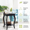 Miniatyrbillede 3 af 4: COSTWAY sidebord 2 niveauer, firkantet endebord med skridsikre fødder til soveværelse, stue, 40 x 40 x 60 cm, sort