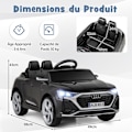 Miniatyrbillede 4 af 4: Elbil til børn COSTWAY Audi License Fjernbetjening & Lys & Musik 3 Speeds Soft Start 98x49x43CM Sort