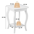 Miniatyrbillede 2 af 2: COSTWAY Sæt med 2 sideborde, 2-lags sofabord med skridsikre fødder til soveværelse, stue, 40 x 40 x 60 cm, hvid