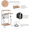 Miniatyrbillede 2 af 4: COSTWAY Højdejusterbart sidde-stående computerbord, arbejdsstation med printerstativ, fodstøtte, 55x53x68-98cm Naturlig