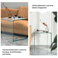 Miniatyrbillede 2 af 4: COSTWAY sofabord i gennemsigtigt hærdet glas og skridsikre fødder, 45 x 45 x 41 cm i U-form til stue, kontor, soveværelse Transparent