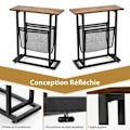Miniatyrbillede 3 af 6: COSTWAY smalt sidebord i industriel stil, med netmagasinstativ og justerbare glider, til stue, soveværelse, kontor