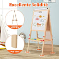 Miniatyrbillede 2 af 6: COSTWAY Kunstnerstaffeli 3 i 1 - Magnetisk Tavle i Sort & Hvid - Justerbar Højde & Papirrulle til Børn fra 3-10 År