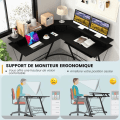 Miniatyrbillede 2 af 4: COSTWAY Computer Hjørneskrivebord - Skærmstativ, Strømstik, Tastaturbakke, Hovedtelefonkrog, Sort Svart