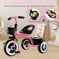 Miniatyrbillede 4 af 6: COSTWAY Trike til Barn med Pedaler, Justerbart Sæde, Opbevaringskurve, Robust Kulstofstål, 4 EVA Hjul, 1,5 til 5 År, Lyserød