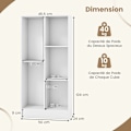Miniatyrbillede 4 af 6: COSTWAY 3-lags bogreol-50 x 24 x 103,5 CM-5 Åbne opbevaringsrum-Anti-Tip Kit-Max kapacitet 90 KG-Hvid Vit