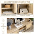 Miniatyrbillede 3 af 4: COSTWAY tv-stativ i træ til 55" tv med 4 rum, 4 træben, 2 rattan-skydedøre, 120 x 40 x 40,5 cm
