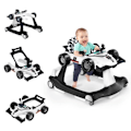 Pikkukuva 1 / 6: COSTWAY kokoontaittuva musikaalinen Baby Walker 4 in 1 -auton ulkonäkö työntäjä, säädettävä korkeus ja nopeus vaaleanvalkoisella ohjauspyörällä Svartvitt