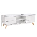 Miniatyrbillede 4 af 4: COSTWAY 60" tv-stativ med 4 rum 2 døre 2 kabelstyringshuller, 4 massive træben, stue, soveværelse, 140x40x48cm