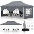 Pikkukuva 1 / 4: Ulkoilmateltta - COSTWAY - 3x6M - UPF50+ auringonsuojapinnoite - 6 irrotettavaa sivuseinää Grå