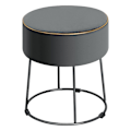 Miniatyrbillede 1 af 6: COSTWAY Rund Velvet Dressing taburet, osmannisk skammel, metalbund, til stue, soveværelse, entré, 35 × 35 × 41 cm, Grå