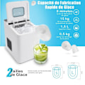 Miniatyrbild 3 av 4: COSTWAY Ice Maker 9 iskuber 15 kg/dag 6 minuters cykel Automatisk rengöring Touch Control Glaslock 1,5 L Vit