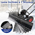 Miniatyrbillede 2 af 6: COSTWAY Metal sneskovl 91,5 cm - Tovejs vippeblad - Højde og vinkel justerbart håndtag - 2 skridsikre hjul