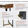 Miniatyrbillede 2 af 4: COSTWAY computerbord med skuffe, metalramme, justerbar fodstøtte, 120 x 55 x 75 cm, rustik brun Rustik brun