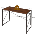Miniatyrbillede 4 af 4: COSTWAY Foldecomputerbord, Computerbord med metalstel, 6 S-formede kroge, 100 x 50 x 75 cm, Kaffe Kaffe