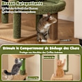 Miniatyrbild 3 av 4: COSTWAY Cactus Cat Tree 150 cm Flernivå, skrapstolpar, sisalrep, lägenhet, abborre, självvårdande, hängande leksak Färg: Grön + brun