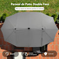 Miniatyrbillede 3 af 6: Dobbelt XXL Haveparasol 48 LED - COSTWAY - 470 x 280 x 246 cm - Base og Sandpose - Solpanel - Rektangulær Grå