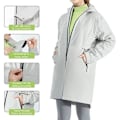 Miniatyrbillede 4 af 4: COSTWAY kvinders trenchcoat regnjakke med hætte, vandtæt vindtæt nylon udendørsjakke til rejser Grå Grå XL