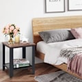 Miniatyrbillede 1 af 4: Industriel Natbord Sidetable Sofa Slutbord med 2 Lag i Træ og Sort Jern 40 x 40 x 45,5CM Svart