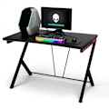 Miniatyrbillede 1 af 4: COSTWAY 3 i 1 gaming skrivebord 116X75X77 CM R-formet metalramme med justerbar fodstøtte, belastning 80 kg, designstil Svart