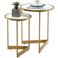 Miniatyrbild 1 av 4: COSTWAY Round Nesting Soffbord - Guld Stålstruktur - Skandinavisk Stil