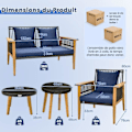 Miniatyrbillede 4 af 4: COSTWAY PE Rattan Havemøbelsæt - 4-personers svampepuder Justerbare fodstøtter - Borde og stolesæt af hærdet glas
