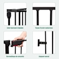 Miniatyrbillede 2 af 6: COSTWAY Child Safety Gate - Pejs Brandvagt 500 cm - 8 Foldbart Panel - Manuelt låsesystem - Nem montering - Sort Svart