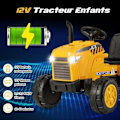 Miniatyrbild 2 av 6: COSTWAY Eltraktor 12V 7AH - 2,4G Fjärrkontroll, Fjädrar, LED, Horn, Mjukstart, 3 - 8 År, Gul