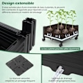 Miniatyrbild 3 av 6: COSTWAY Upphöjd plantering på hjul med båge, självdränerande system, planteringslåda för klätterväxter