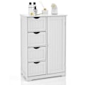 Miniatyrbillede 1 af 4: COSTWAY Badeværelsesmøbel i træ med 4 skuffer og 1 skab, justerbar hylde, til stue, soveværelse, 56 x 30 x 82 cm, hvid Vit