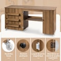 Miniatyrbild 3 av 4: COSTWAY hopfällbart sybord, 3 spolhyllor, låsbara hjul158 x 50 x 75 cm (L x B x H) Naturlig
