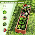 Miniatyrbillede 2 af 6: COSTWAY Firkantet Plantekasse i Fyrretræ med Separator, Drænsystem, Foder, Grøntsager Blomster Urter, Brun Rustik brun
