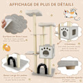 Miniatyrbillede 5 af 6: COSTWAY Multi-Level Katte Træ i Træ, 2 Fluffy Siddepladser, Stor Katte Condo med Sisal Pæle, Vaskbare Tæpper