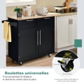 Miniatyrbild 3 av 4: COSTWAY Desserte/Chariot för Kök med Hjul - 94x45x94,5 CM - 2 Lådor - 2 Dörrar - Hängare för Hushållspapper - Kökshylla - Svart