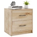 Miniatyrbillede 1 af 6: COSTWAY sengebord med 2 skuffer, moderne natbord, til stue, kontor, soveværelse, 38,5 x 28 x 39 cm, naturlig