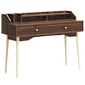 Miniatyrbillede 1 af 4: COSTWAY Moderne skrivebord med skuffe og hylde, 120 x 50 x 93 CM, Skrivebord med Anti-Tip-enhed, Kaffe