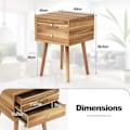 Miniatyrbillede 4 af 6: COSTWAY sengebord med 2 skuffer, sidebord til stue, soveværelse, kontor, 40 x 40 x 59,5 cm, Natur Beige