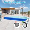 Miniatyrbild 3 av 4: COSTWAY expanderbar poolrulle för solskydd, maxlängd 7m, 2 hjul, aluminiumlindningssystem för pool