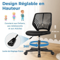 Miniatyrbild 3 av 4: COSTWAY Ergonomisk kontorsstol i mesh, justerbar sitthöjd 41-53 cm, för barn, tonåring, vuxen, svart Svart