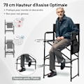 Miniatyrbillede 2 af 6: COSTWAY Høj Foldbar Havestol 116,5 cm med F oldbar Sidebord og Fodstøtte, Krus-holder, Netopbevaringspose svart och grått