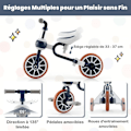 Pikkukuva 3 / 6: COSTWAY 5-in-1 Evolutionary kolmipyörä putterilla 2-4-vuotiaille lapsille, irrotettava poljin ja takapyörä, säädettävä istuin ja kahva sininen Blått, vitt och orange