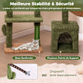 Miniatyrbild 3 av 4: COSTWAY Kattträd 81 cm, Flernivå, Grön kaktusform, Abborre, lägenhet, Hängmatta, Sisal-skrapstolpar, Tvättbar kudde Färg: Grön + brun