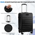 Miniatyrbillede 3 af 4: COSTWAY Håndbagage 20" med Rullehjul i PC med TSA-lås, med Sammenklappelig Støtte, USB-oplading, Flyrejser, Sort