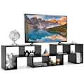 Miniatyrbillede 1 af 6: COSTWAY 65" TV-møbel i 3 dele, modulær bogreol til stue, soveværelse, TV-møbel i træ, 135x30x43cm, sort